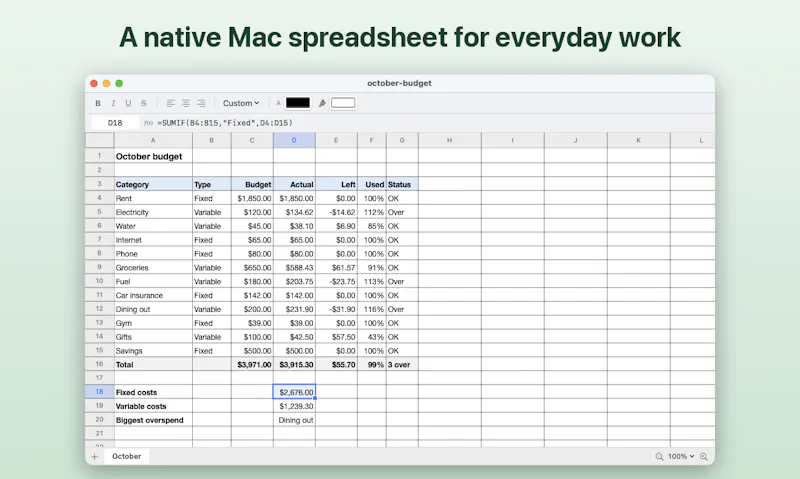 SimpleSpread screenshot 2