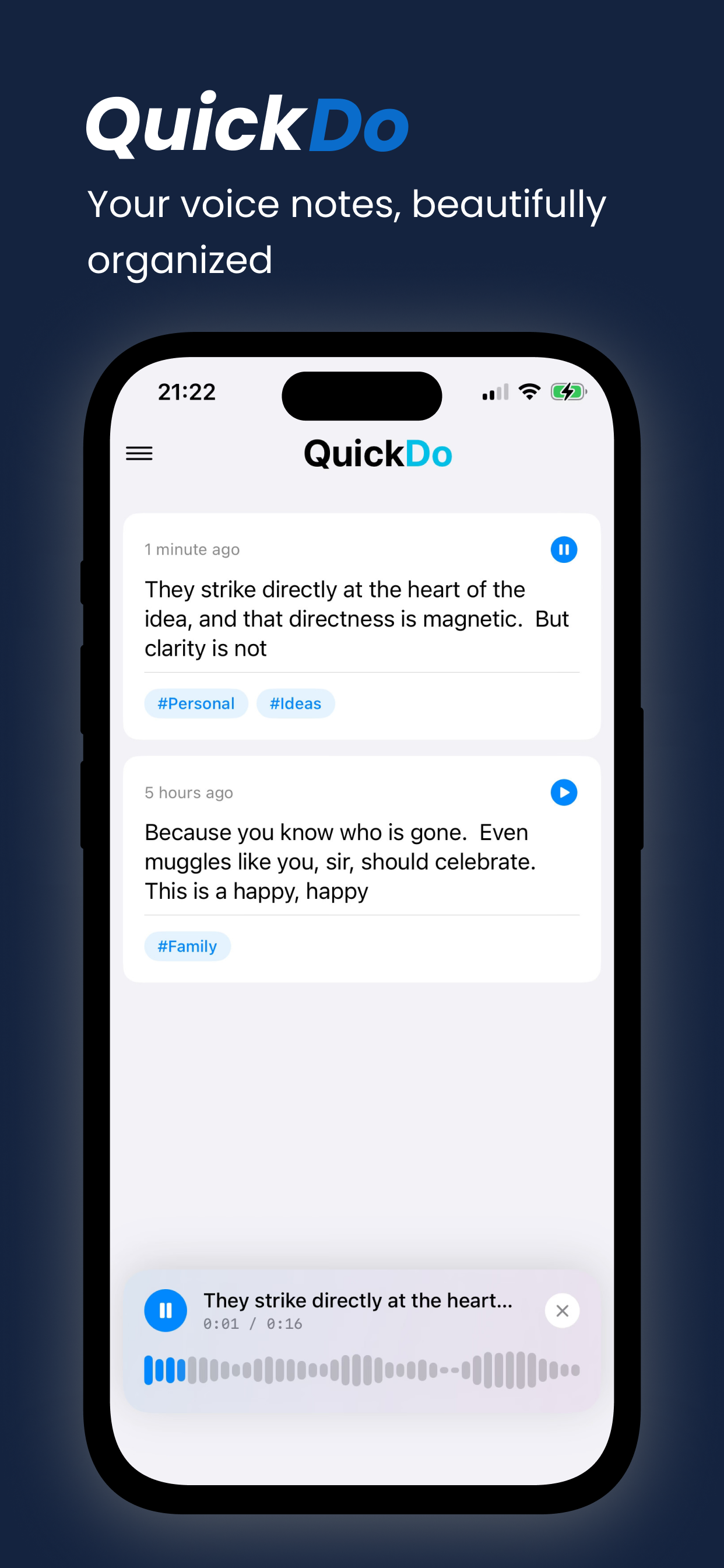 QuickDo — Voice Notes, Perfectly Written - Screenshot 2 showing product features and functionality