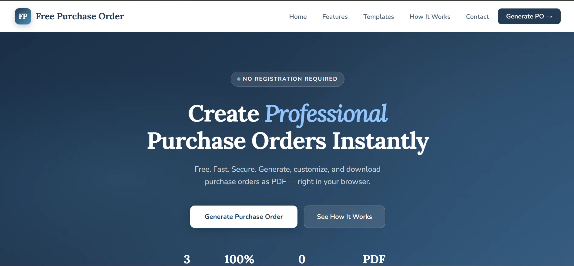 Banner del producto Free Purchase Order