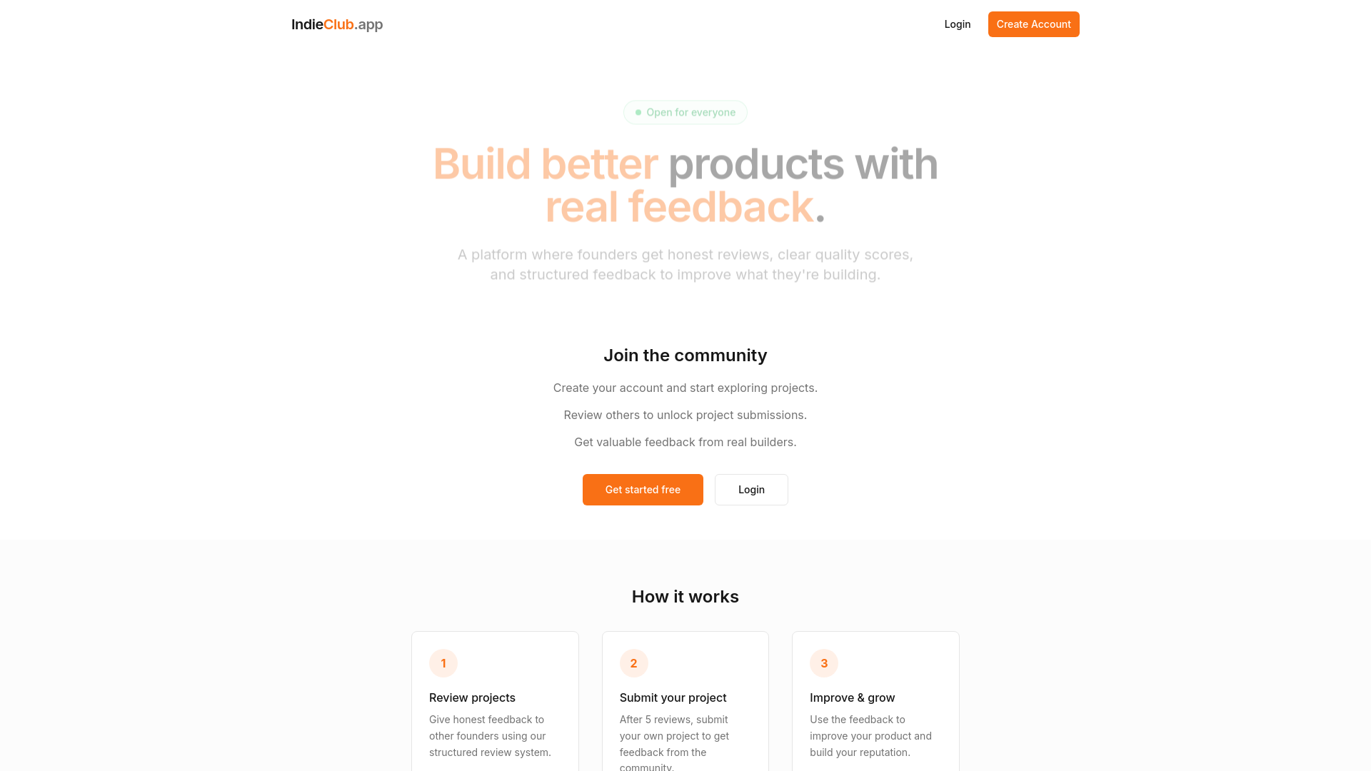 IndieClub - Main product screenshot demonstrating key features and user interface