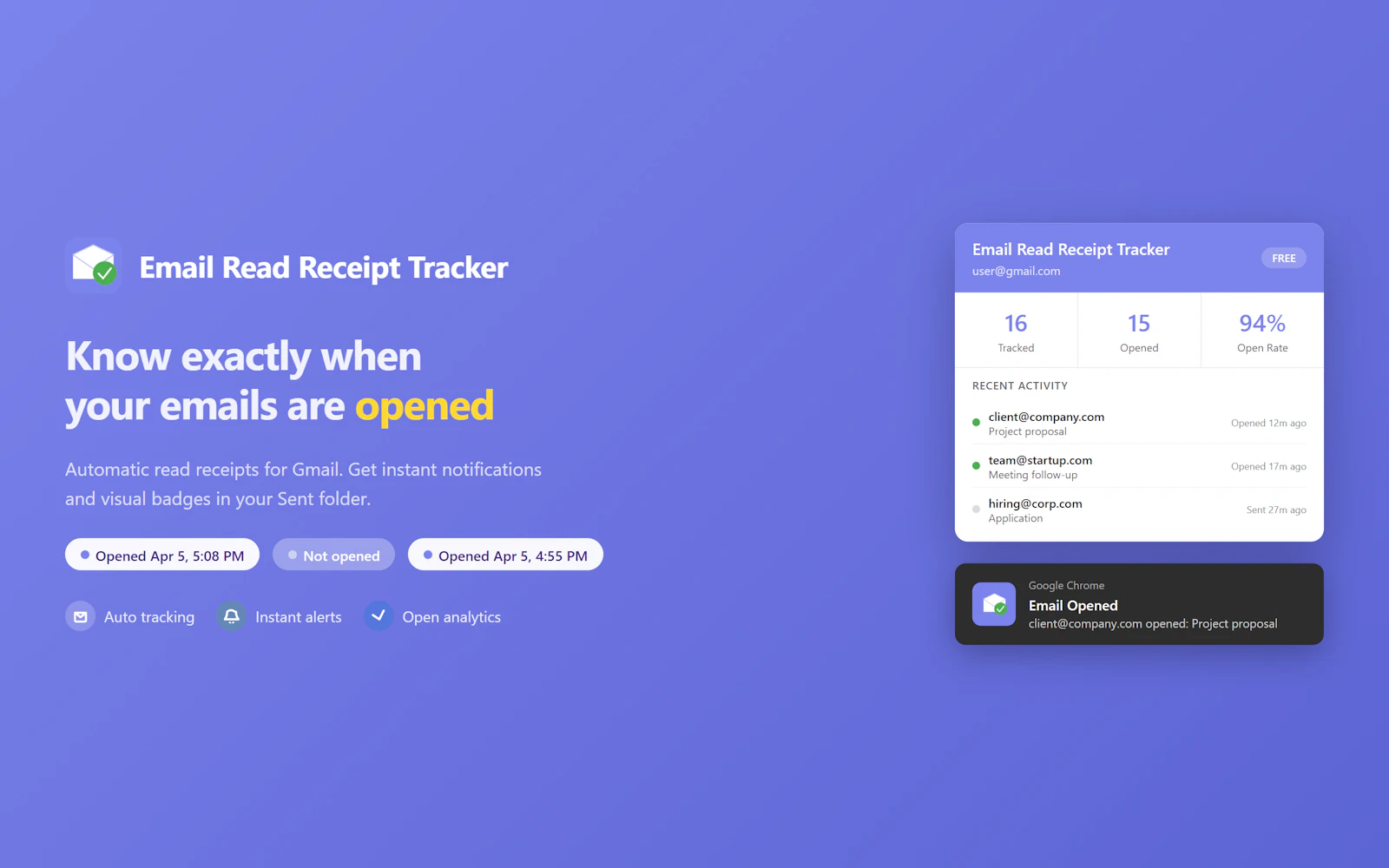 Gmail Email Read Receipt Tracker screenshot 2