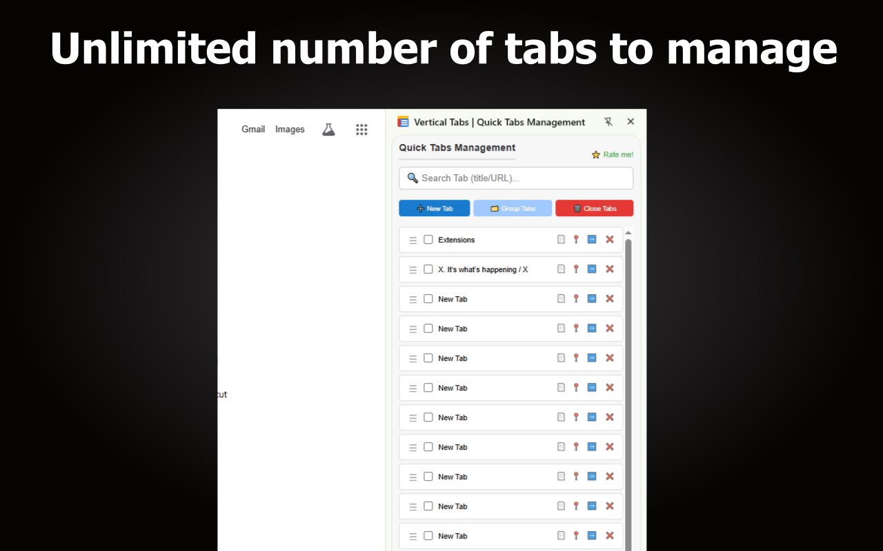 Vertical Tabs - Main product screenshot demonstrating key features and user interface