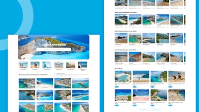 Uno screenshot del sito Web Sandee con una barra di ricerca e varie opzioni di destinazione sulla spiaggia