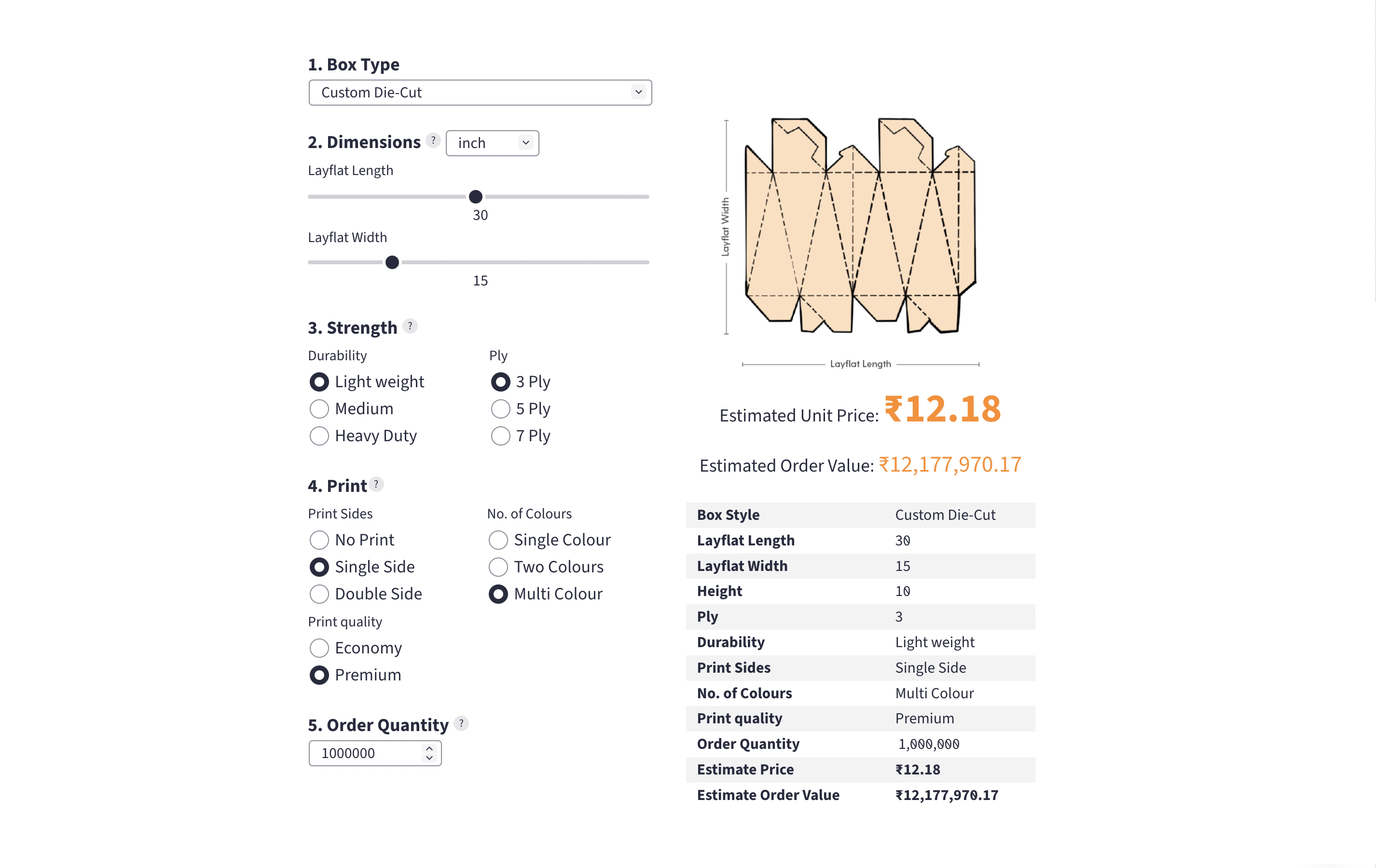 Calculadora de costos de embalaje media 5