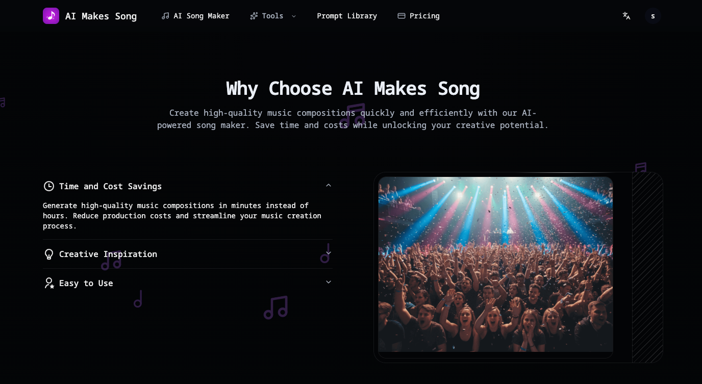 AI Makes Song - Main product screenshot demonstrating key features and user interface