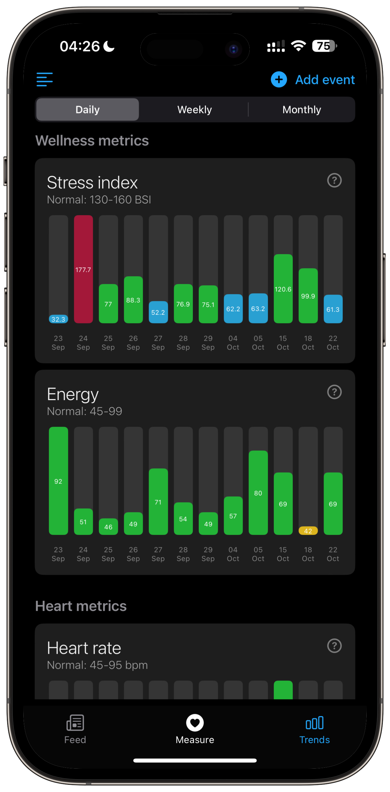 Wellhero - Heart Health & Stress Monitor - Stress verwalten, Fitness optimieren: Überwachen Sie die HRV Medien 3