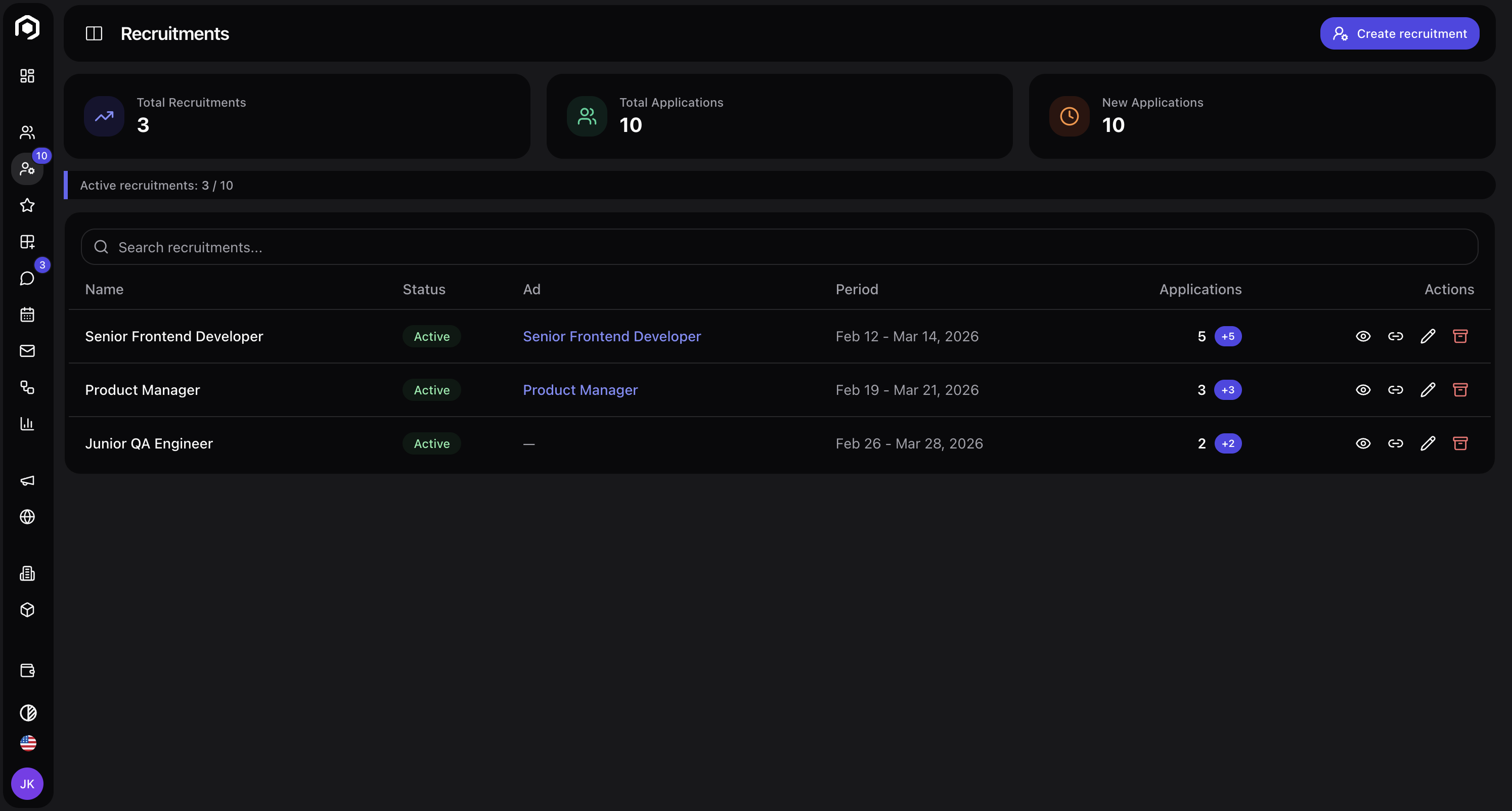 Hexjobs ATS - Screenshot 3 showing product features and functionality