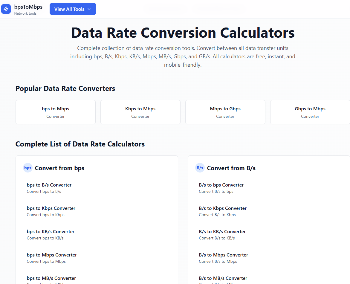 Média convertisseur BPS à MBPS - Calculatrice de bande passante en ligne gratuite 4