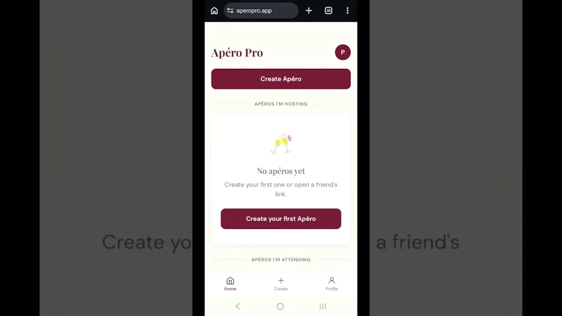 Apéro Pro — Bring the right thing screenshot 1 (video preview)