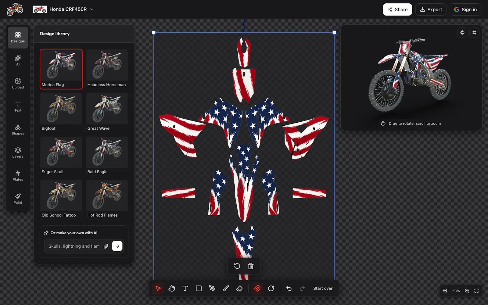 Custom Dirt Bike Graphics AI screenshot 2