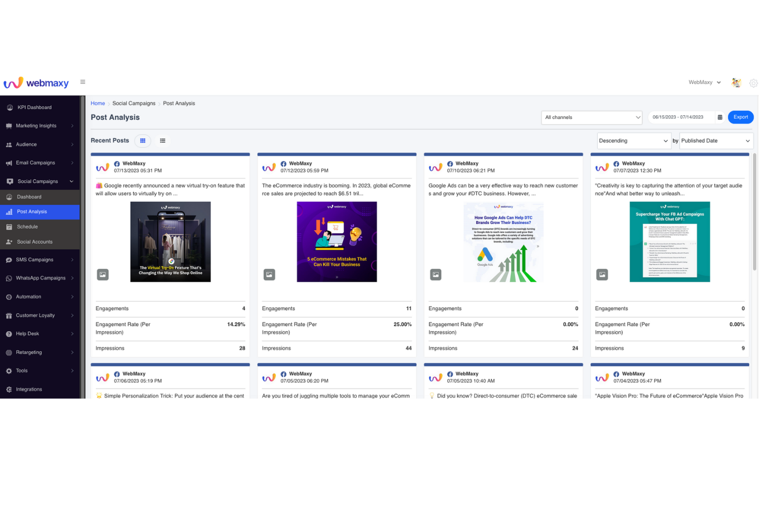 WebMaxyによるソーシャルキャンペーン - オールインワンソーシャルメディア管理ツールメディア1