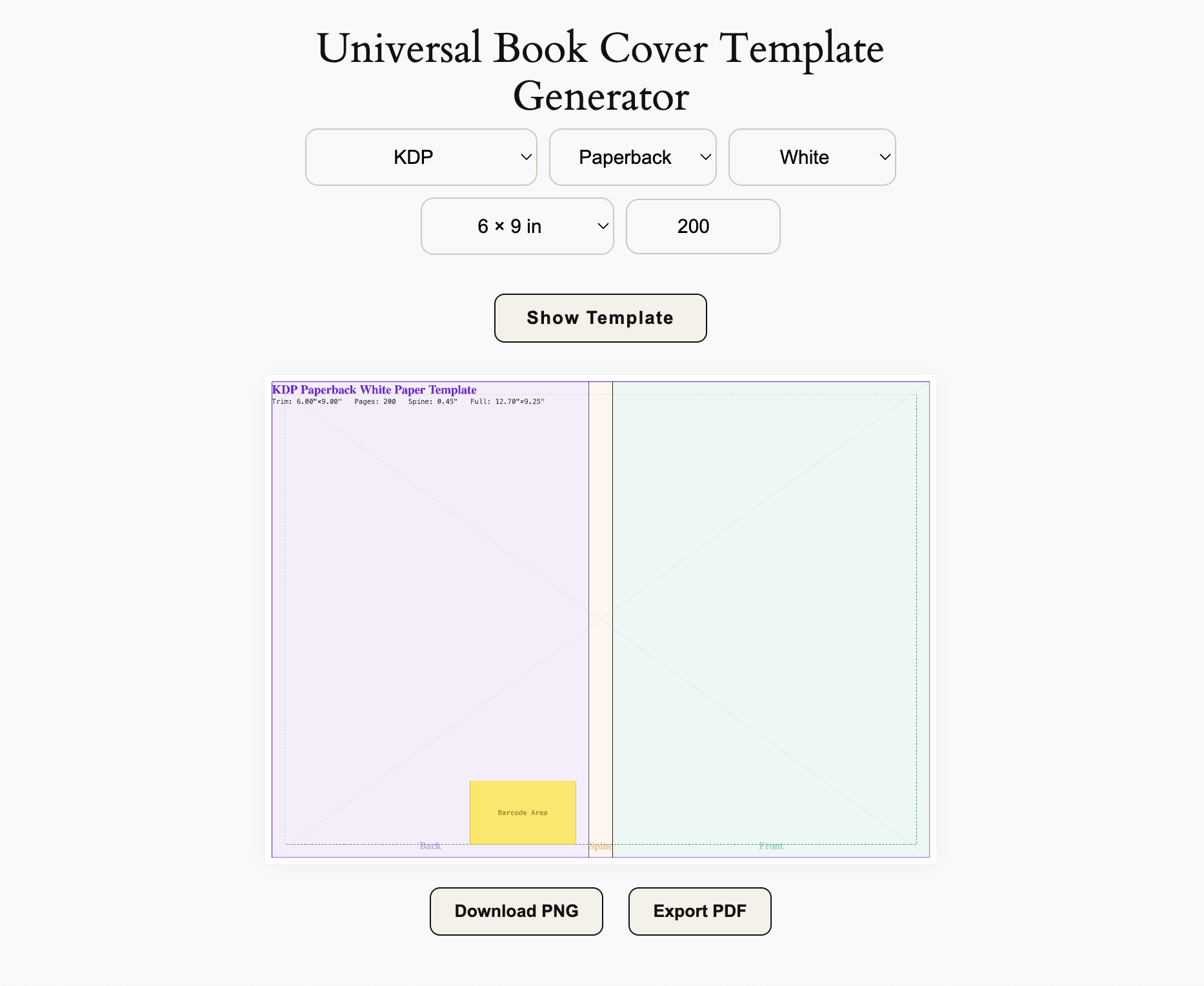 Universal Book Cover Template Generator gallery image