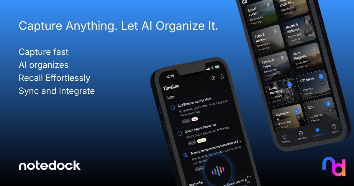 NoteDock - Main product screenshot demonstrating key features and user interface