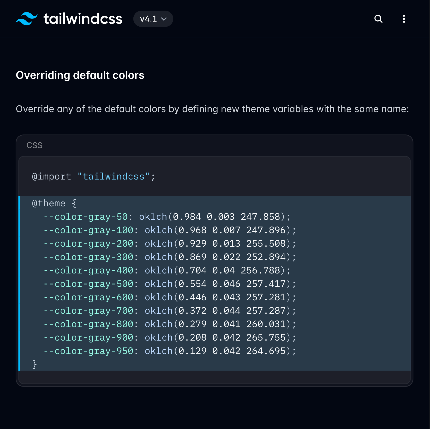 وسائط FullWindcss v4 - متغيرات CSS لتوسيع لوحة الألوان من Tailwindcss V4 4