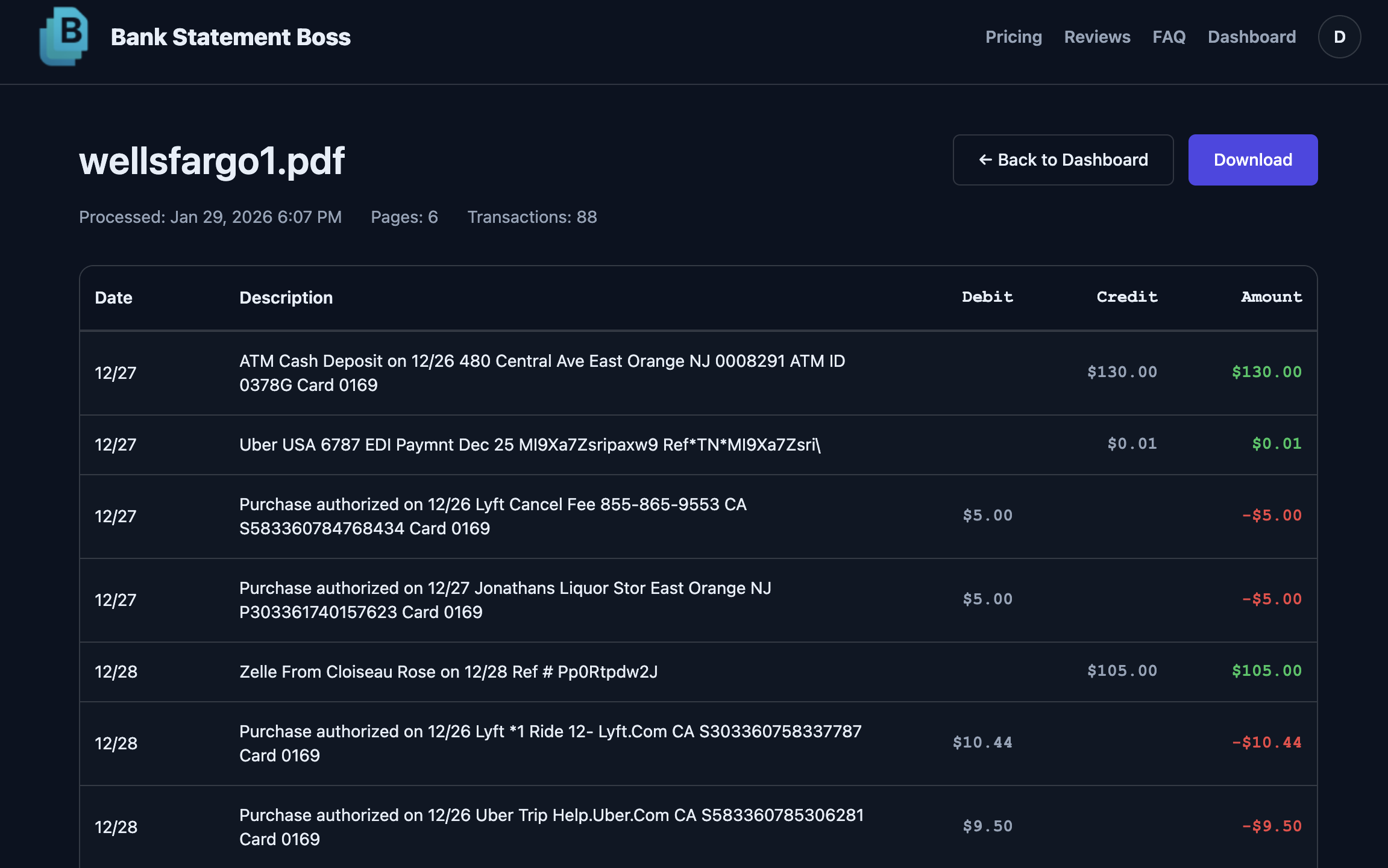Bank Statement Boss - Screenshot 2 showing product features and functionality