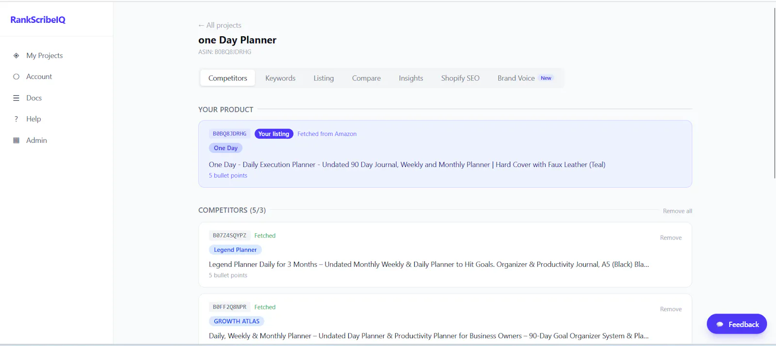RankScribeIQ, Amazon listing optimizer screenshot 1