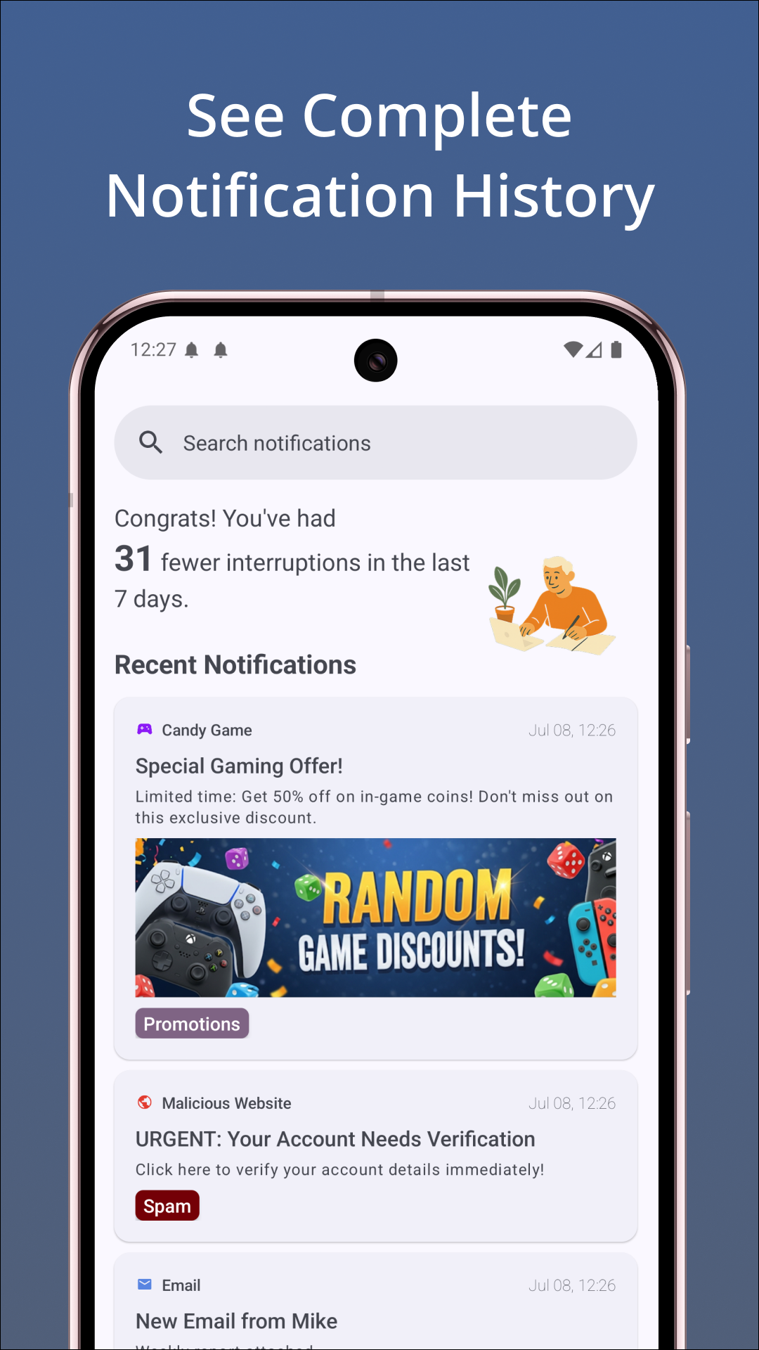 Notifiltr : 알림 기록 및 필터 - 간단하고 경량 알림 기록 및 스팸 필터 미디어 2