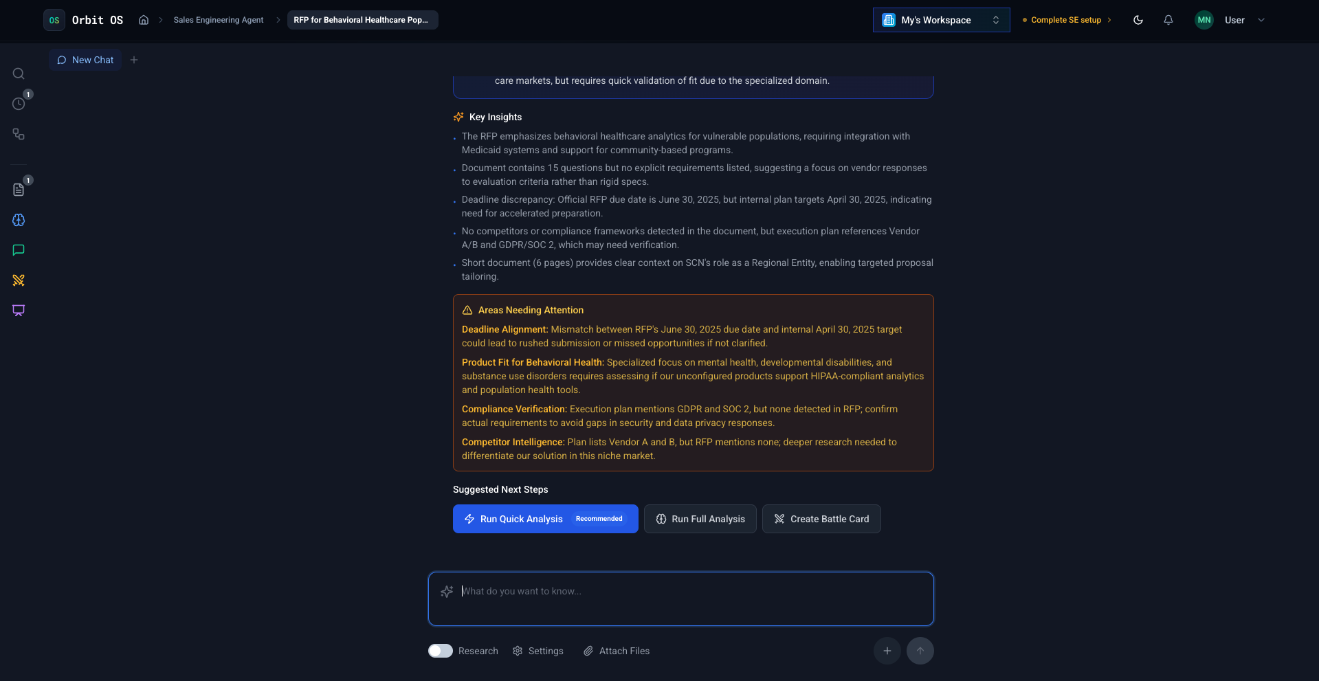 Sales Engineering AI - Main product screenshot demonstrating key features and user interface