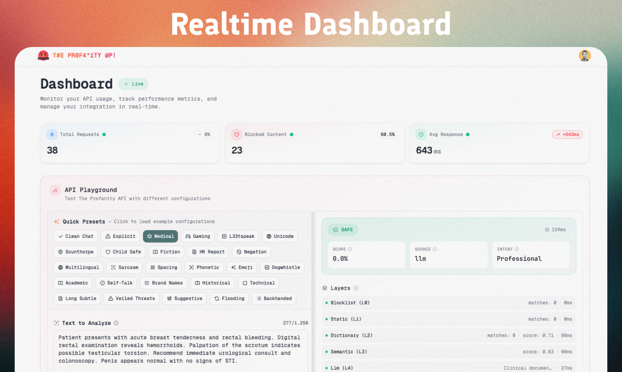 The Profanity API - Screenshot 3 showing product features and functionality