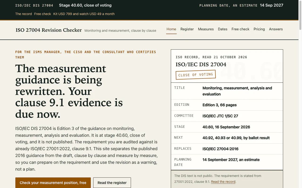 ISO 27004 Revision Checker gallery image