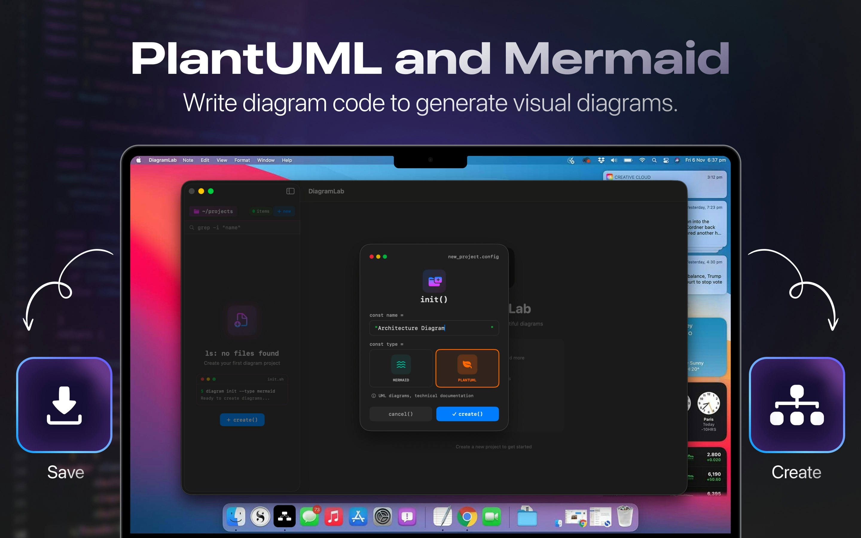 DiagramLab - Mermaid/PlantUML - Screenshot 2 showing product features and functionality