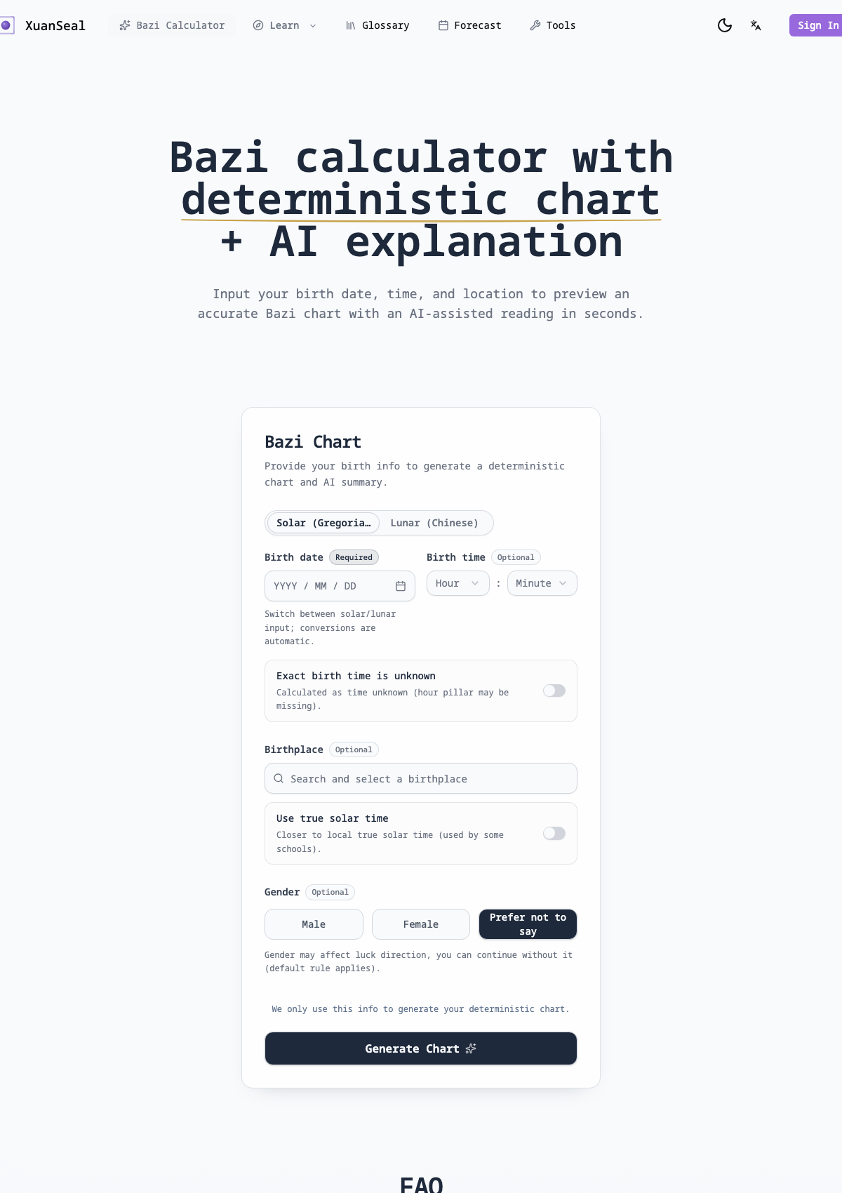 XuanSeal Bazi Calculator - Screenshot 3 showing product features and functionality