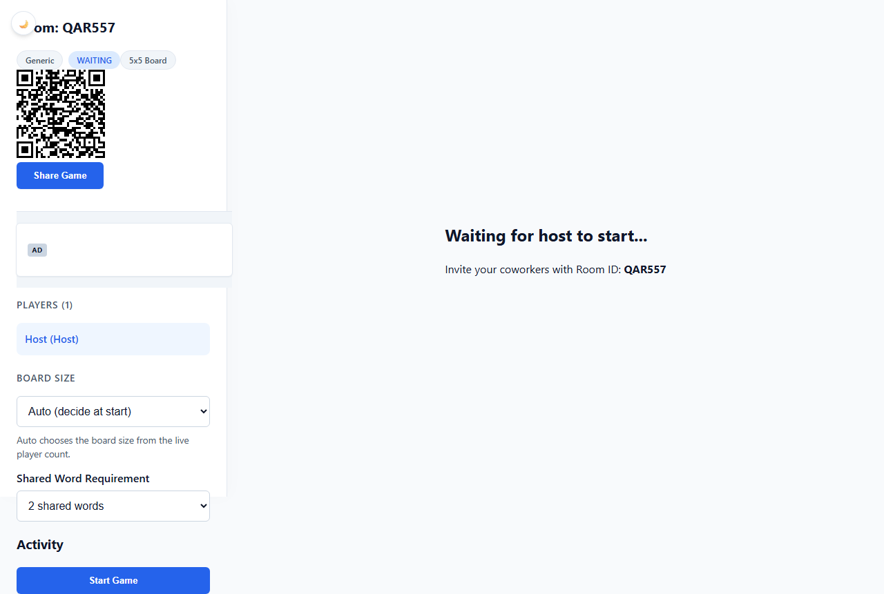 Buzzword Bingo - Main product screenshot demonstrating key features and user interface