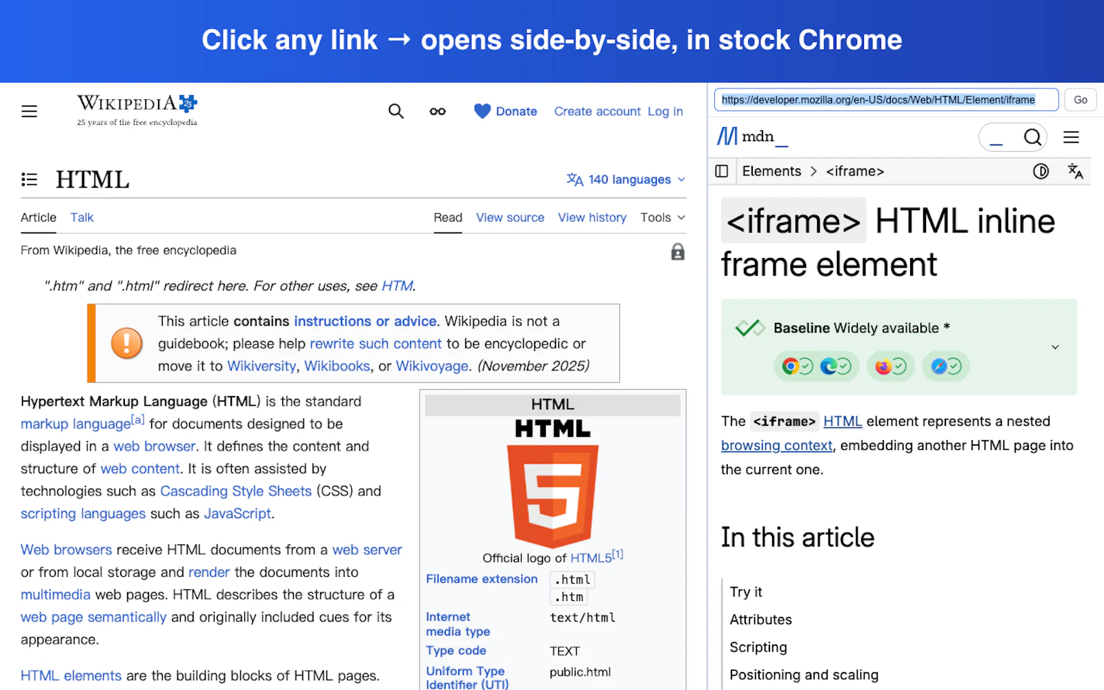 Sidepanel link preview extension screenshot 2