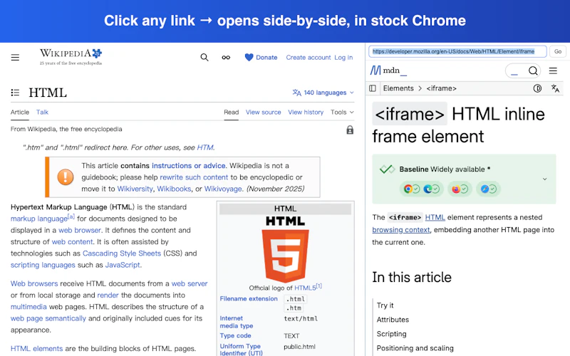 Sidepanel link preview extension screenshot 2