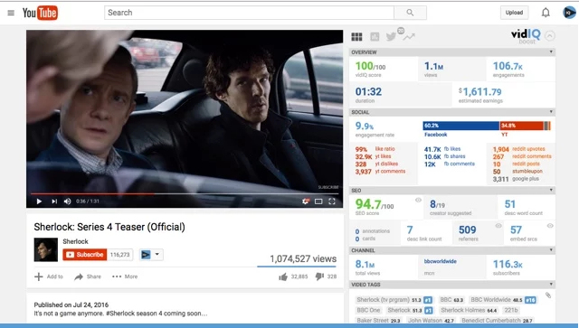 vidIQ Vision for YouTube gallery image