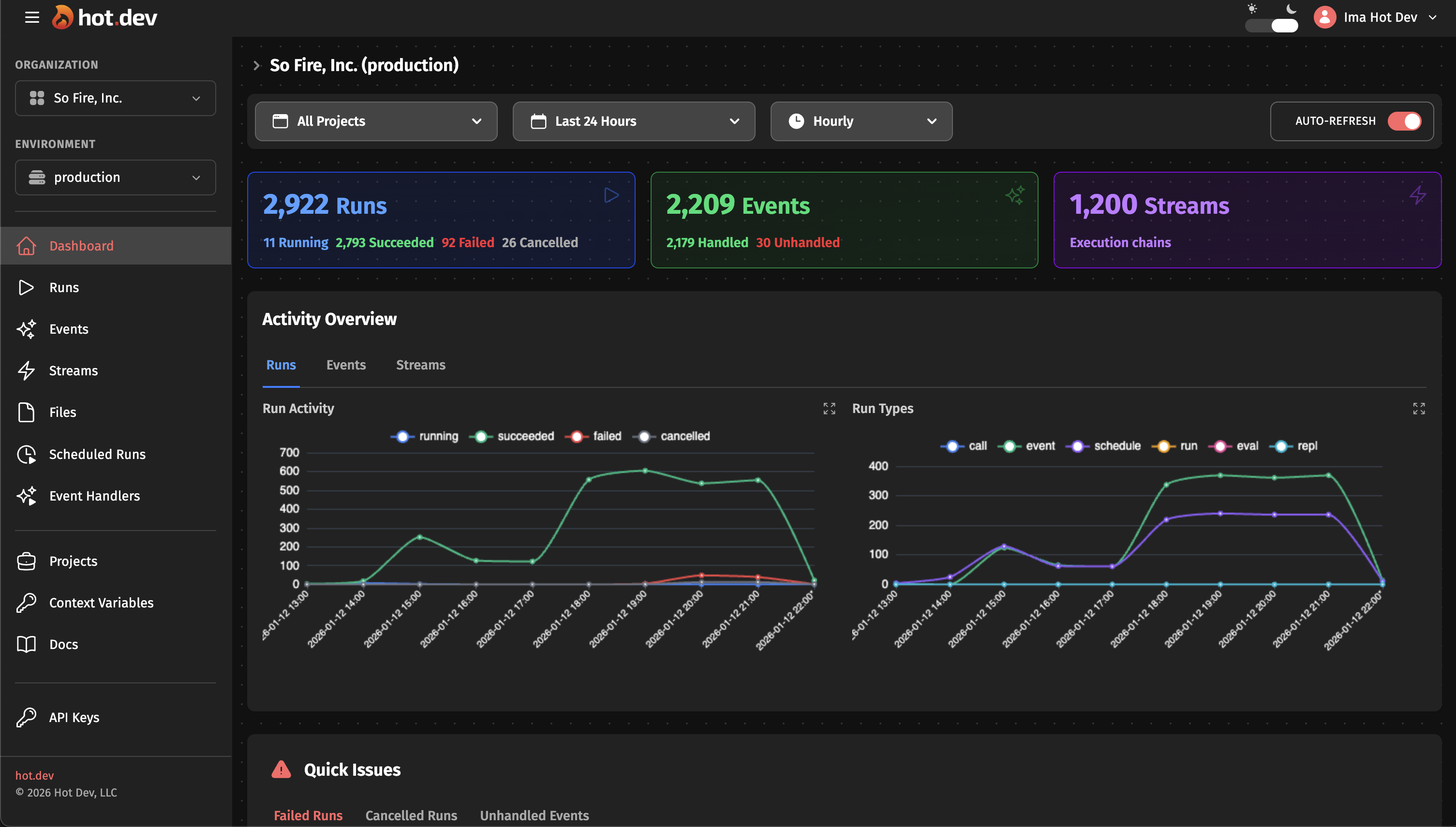 Hot Dev - Main product screenshot demonstrating key features and user interface