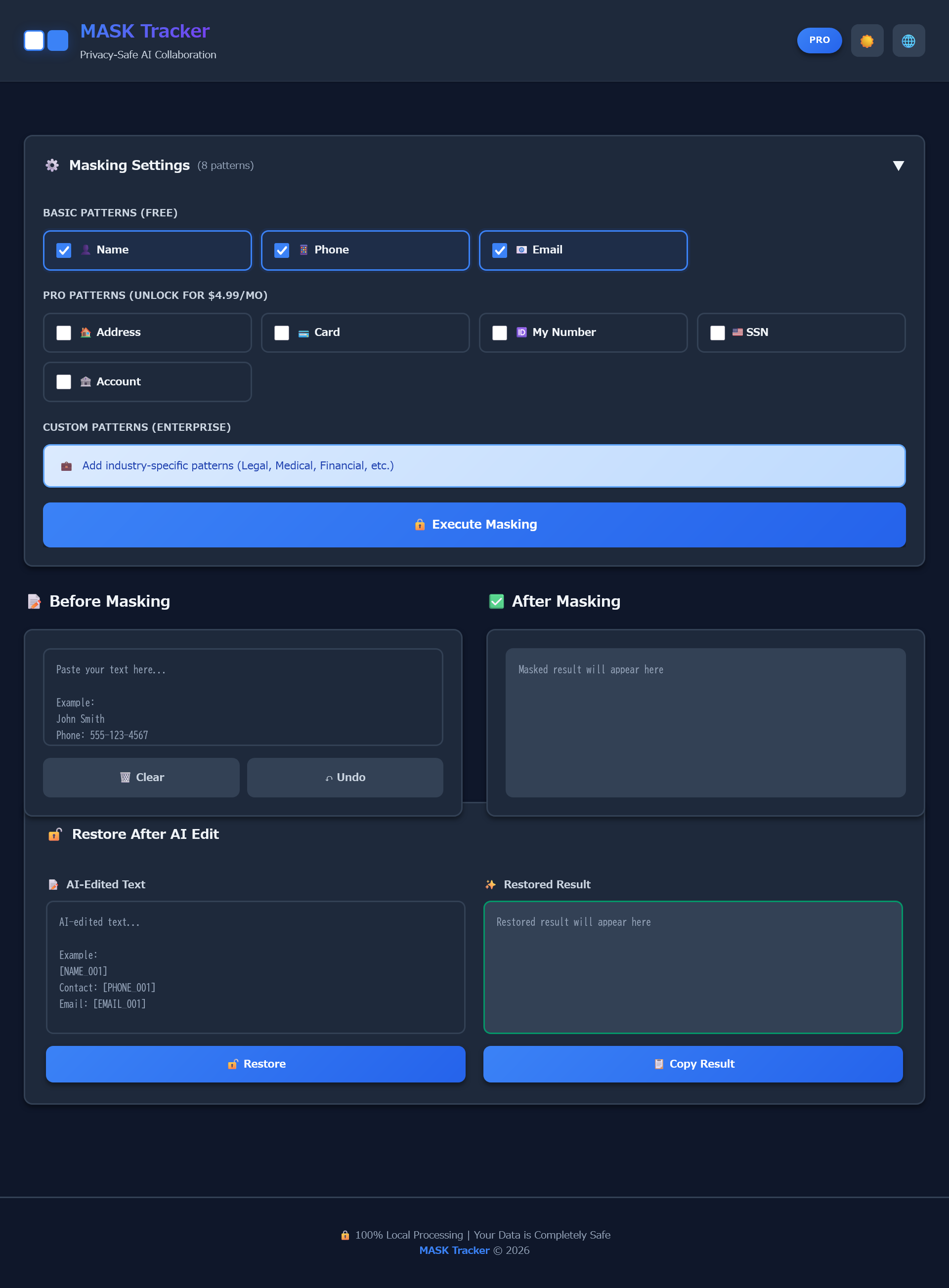 MASKTracker - Screenshot 4 showing product features and functionality