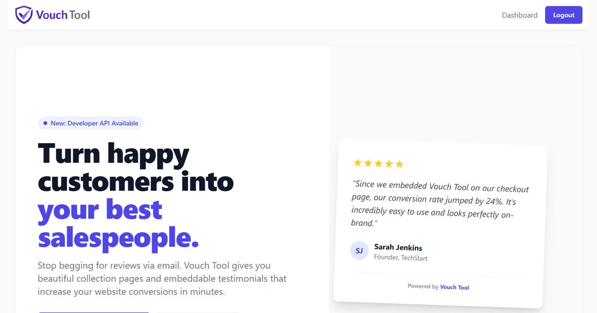 Vouch Tool - Main product screenshot demonstrating key features and user interface