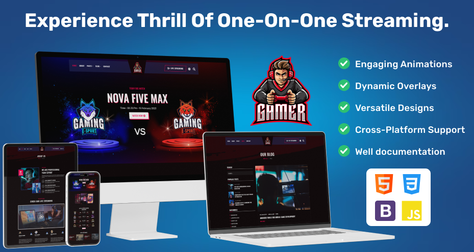Modèle de site Web Gamer HTML5 media 1