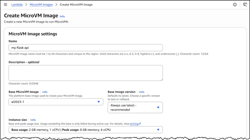 Lambda MicroVMs screenshot 1