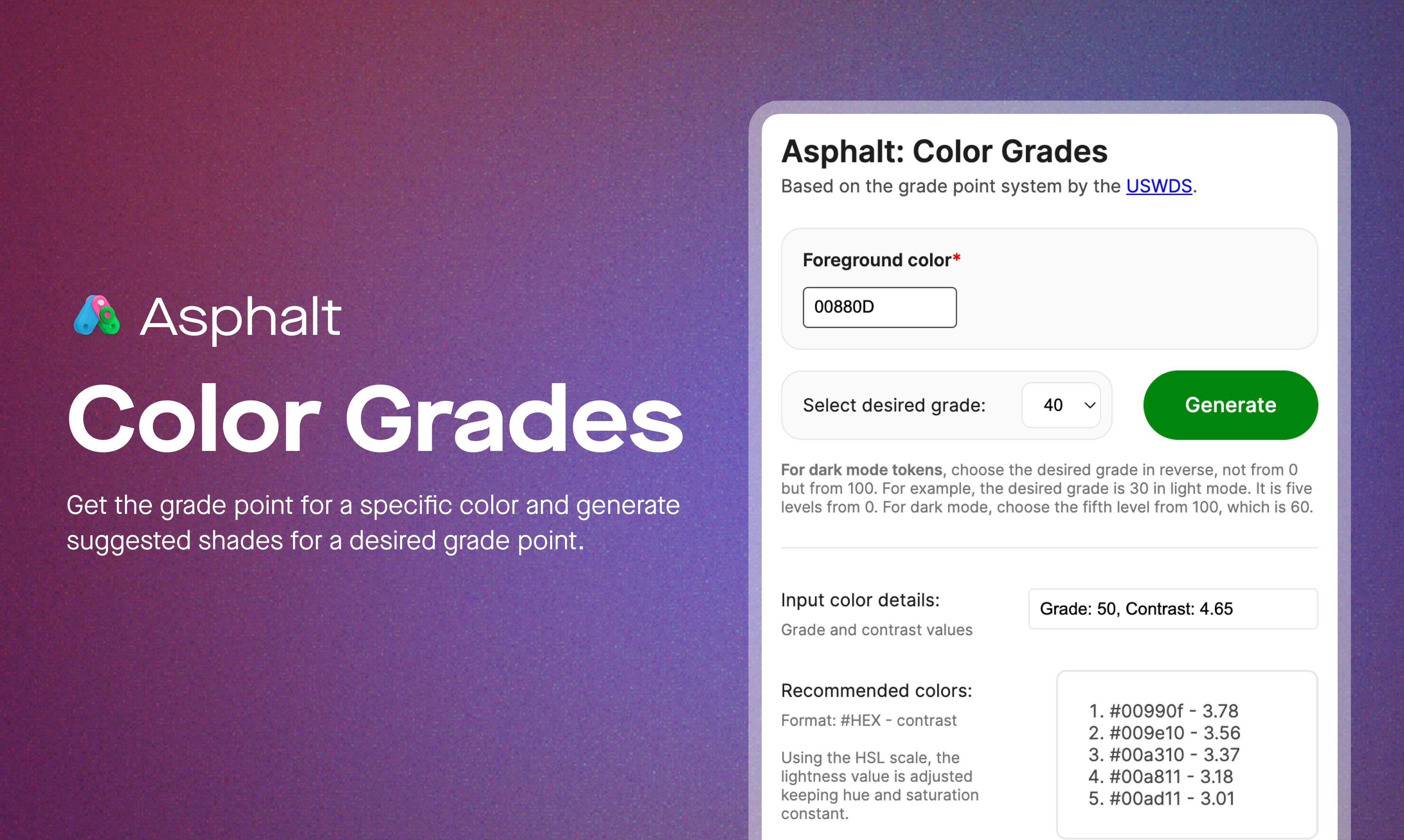 Asphalt Color Grades - Figma Plugin media 1