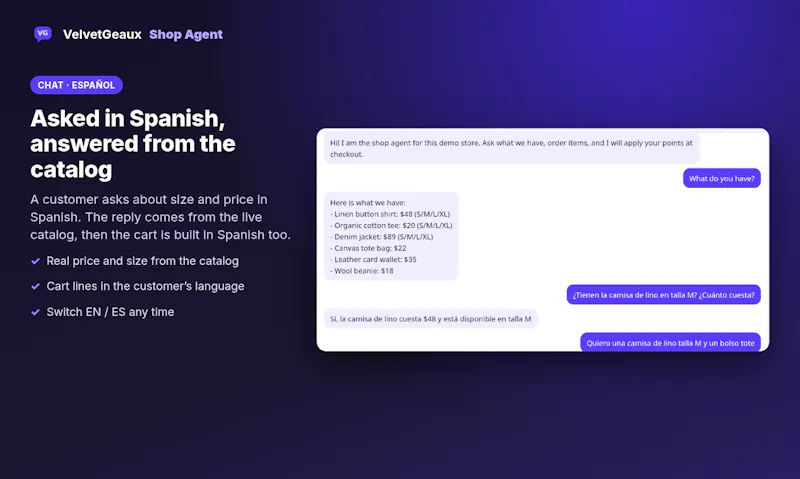 VelvetGeaux Shop Agent screenshot 2