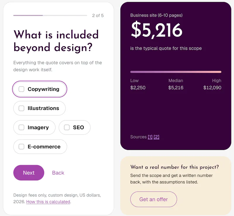 Web Design Cost Calculator screenshot 2