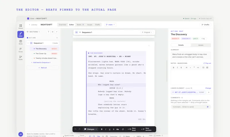 Slate Scripts — screenwriting Git style screenshot 2