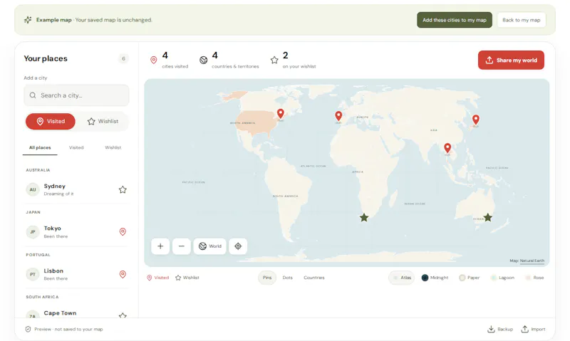 SoloSquare Travel Map screenshot 2