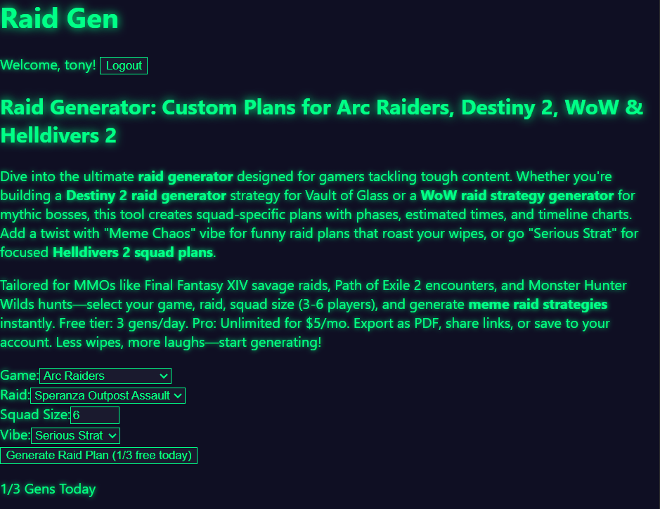Raid Generator gallery image