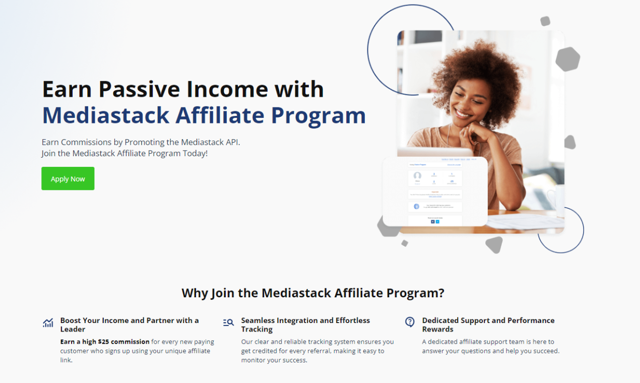 MediaStack 계열사 프로그램 - MediaStack Affiliate Program으로 추천 당 $ 25를 받으십시오! 미디어 1
