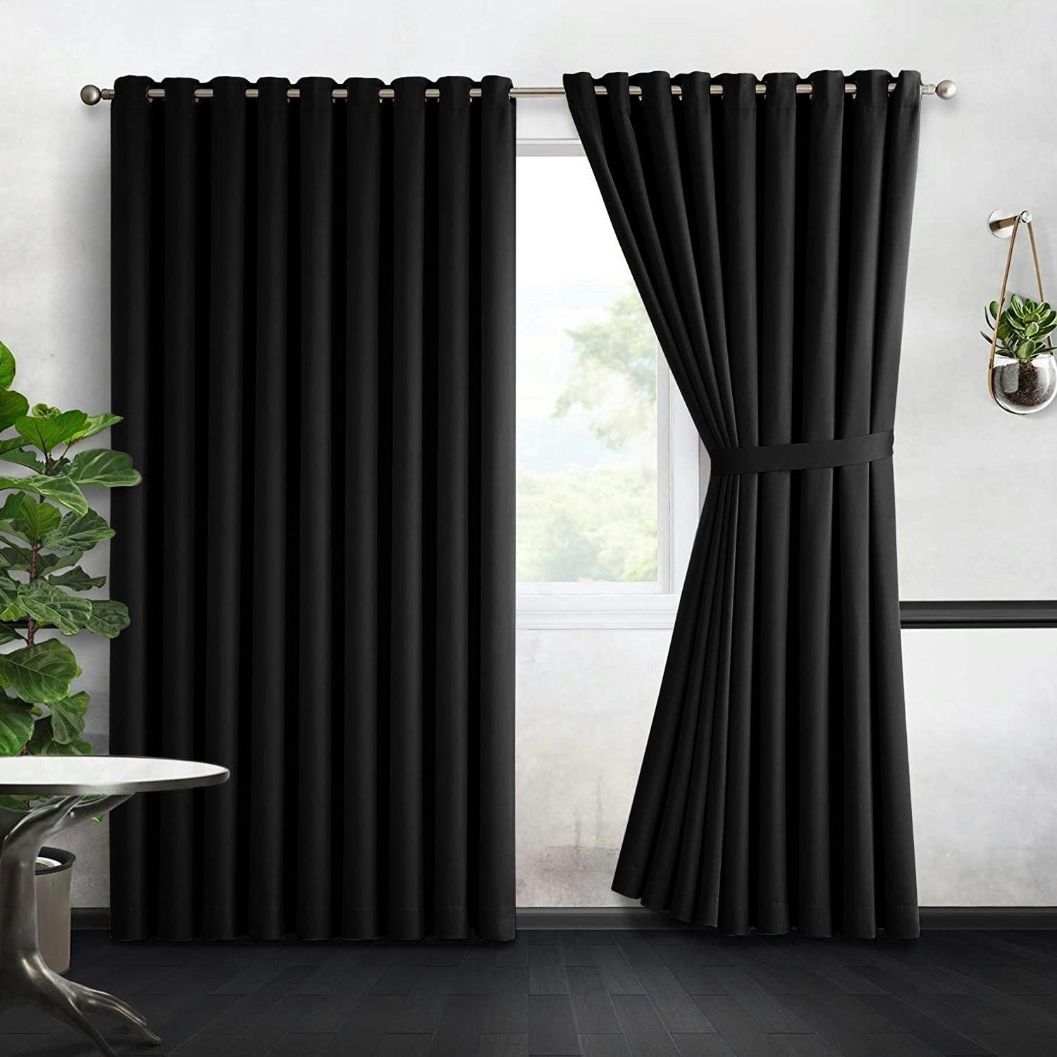 Black Blackout Eyelet Curtains gallery image