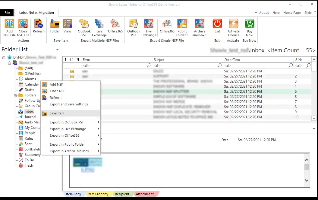 Office 365の移行ツールへのロータスノートメディア3