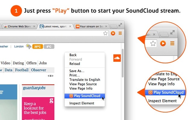 SoundCloud Button Chrome Extension gallery image