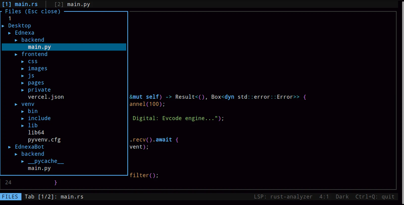 Evcode — Terminal IDE screenshot 5