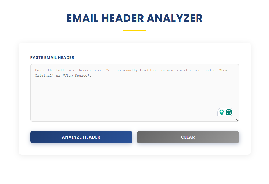 Email Header Analyzer - Main product screenshot demonstrating key features and user interface