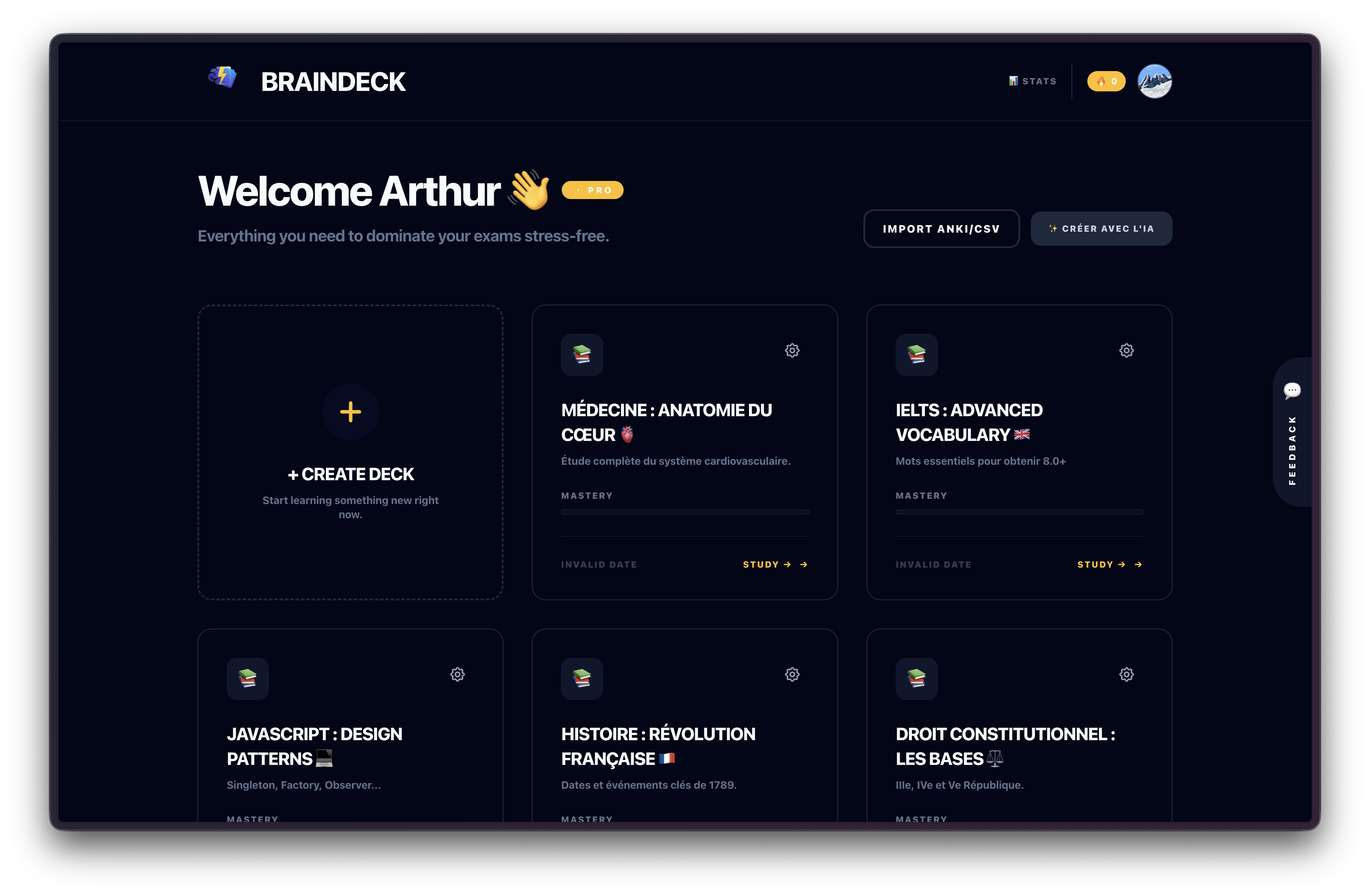 BrainDeck - Main product screenshot demonstrating key features and user interface