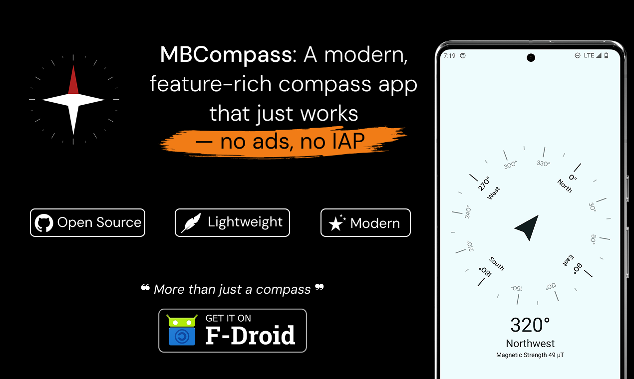 MBCompass - एक फीचर, लाइटवेट कम्पास ऐप मीडिया 1
