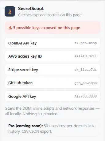 SecretScout — API Key & Secret Detector gallery image